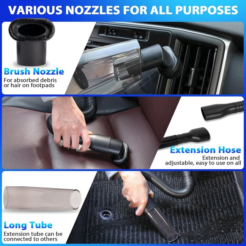 THINKWORK Car Cleaning Kit, Car Detailing Kit Interior Cleaner with High Power Handheld Vacuum, 10Pcs Detailing Brush and Storage Bag, Gray Auto Interior Cleaning Kit for Men - Image 3